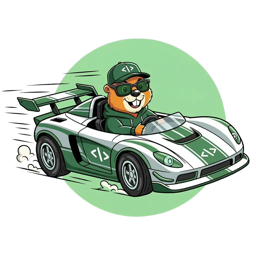 Fast — beaver on a rocket